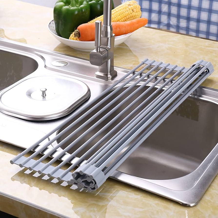 Égouttoir de cuisine pliable en inox